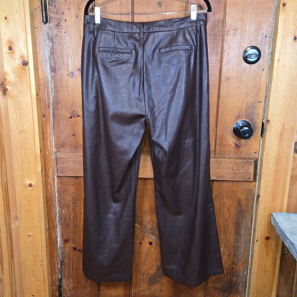 Kut‎ From The Kloth Brown Faux Leather Wide Leg Pants Women Size 12 - Picture 3 of 6